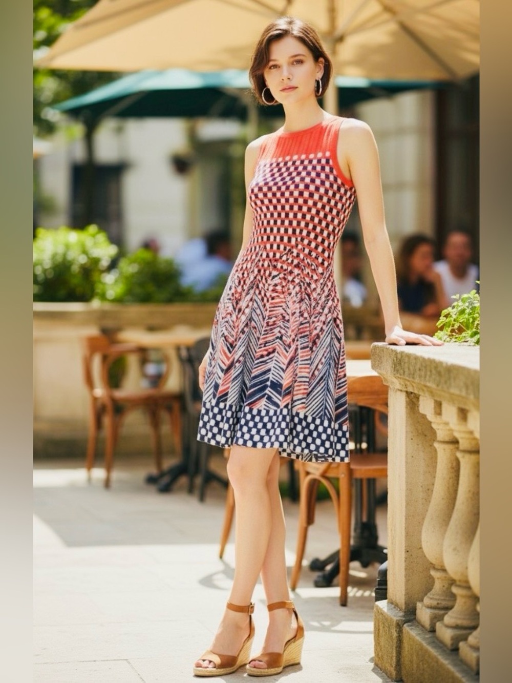 Nic + Zoe Fiore Hand Printed Knit Twirl Dress